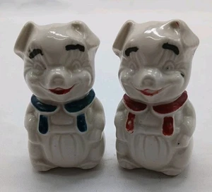 Par de saleros y pimenteros pintados a mano de cerdos sentados de colección por APCO - Imagen 1 de 7