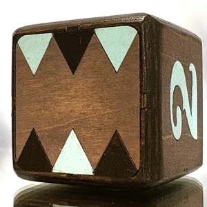Artful Board Cube - BROWN & SKY BLUE with Artful Font - Backgammon Doubling Cube - Picture 1 of 9