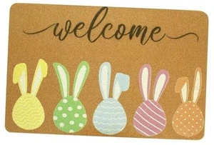 Easter Welcome Doormat Outdoor-Entrance-Coir-Non-Slip Mats Spring Bunny Indoor - Picture 1 of 8