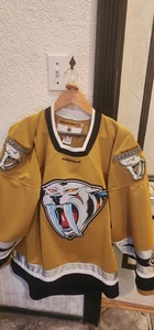 VTG NHL KOHO Nashville Predators Jersey Gold Mustard Cat Mens Large Blank MiC - Picture 1 of 12