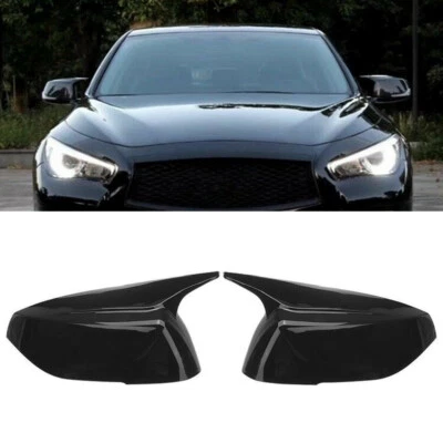 2X Gloss Black M Style Side Mirror Cover Caps For Infiniti Q50 Q50S Q60 Q70 QX30 - Image 1 of 4