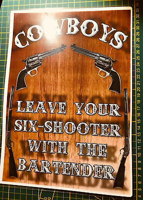 Saloon Cowboy Country Western Barschild Plexi-Laminat 0,3mm US Nummernschild USA • 5.19€