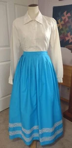 CIVIL WAR DRESS~VICTORIAN STYLE-COTTON PALE BLUE  CAMP/WORK  SKIRT ---P - Picture 1 of 5