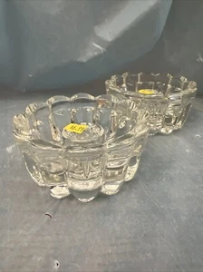 2 Princess House Clear Reversible Candle Holders: 2" or 3" Pillars Candle Stick - Picture 1 of 4