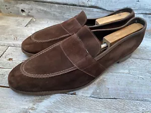 Edward Verde Chocolate Marrón Gamuza Penny Mocasines Zapatos de Vestir Reino Unido 11.5E EE. UU. 12 - Imagen 1 de 19