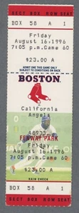 8/16/96 California Angels vs Boston Red Sox at Fenway Park Full Ticket - Picture 1 of 2