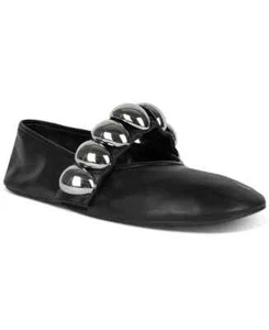JEFFREY CAMPBELL Black Silver Metallic Studs Size 7 Slip On Ballet Rubber Sole - Picture 1 of 4