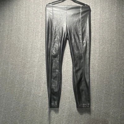 Nicole Miller Pleather Vegan Leather Black Skinny High Rise Pants, Size Medium - Image 1 of 4