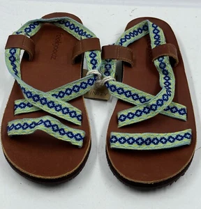 Feelgoodz Woven Infinity Women's Shoes Sz 10 Aqua Caribe Slip On Strappy Sandals - Picture 1 of 7