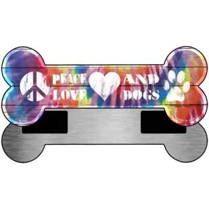 Peace Love and Dogs 3.5"x9" Bone Magnet Fridge Refrigerator Kitchen for Home - Picture 1 of 1