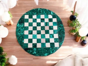 Tablero de ajedrez de piedra malaquita de 15" decorativo hecho a mano conjunto para casas con estilo - Imagen 1 de 8