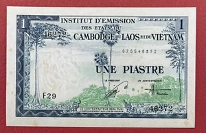 FRENCH INDOCHINA 1 PIASTRES 1954 Pick# 105 AUNC - Choice UNC. #PL2932 - Picture 1 of 2