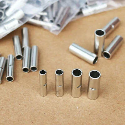 10-100Pcs 2-22 AWG Non-Insulated Copper butt Splice connectors terminal barrel - Image 1 of 4