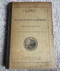 Laws of the State of New Hampshire 1899 ~ HC vintage US Government RARE - Imagen 1 de 5
