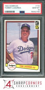 1982 DONRUSS #110 TOMMY LASORDA DODGERS HOF PSA 10 B3682782-786