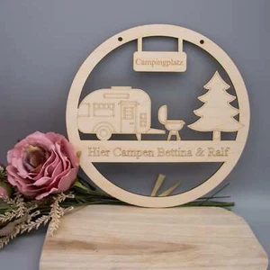 Holz Türschild für Camper - personalisierbar - Bild 1 von 1