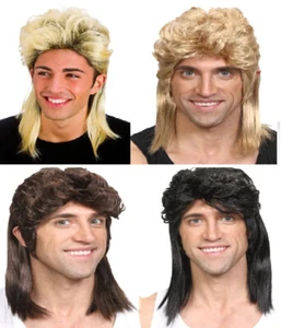 80s Lang Mullet Jason Donovan Perücke Herren Verkleidung Wham Pat Sharpe 4 - Picture 1 of 5