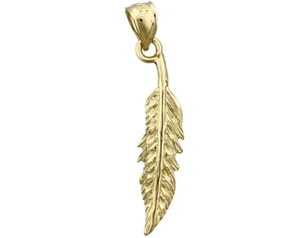 14K Gold Western Feather Pendant - Picture 1 of 6