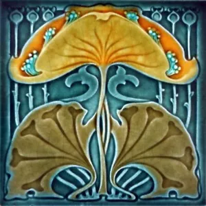Jugendstil Vintage Keramikfliese seltene Reproduktion Fliese Majolika UK - Bild 1 von 1