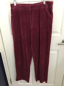 Quacker Factory Women's Burgundy Velour Elastic Waist Pants Medium - Picture 1 of 4