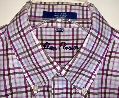 Alan Flusser Men's Large Long Sleeve Classic Fit Button Down Plaid Shirt - Image 1 of 3