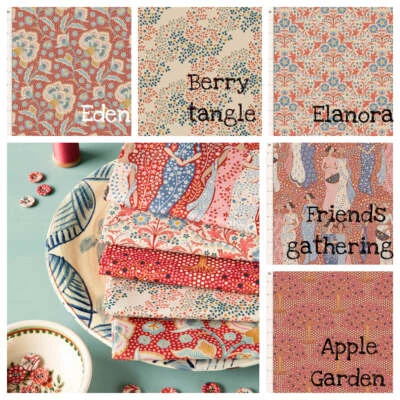 Tilda Hometown fabrics by the Fat quarter - cotton quilting fabric. Rust - Image 1 of 2