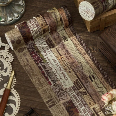 8 Rollos Vintage Periódico Flores Adhesivo Washi Tape Diarios Chatarra Pegatinas Hágalo Usted Mismo Foto 1 de 4