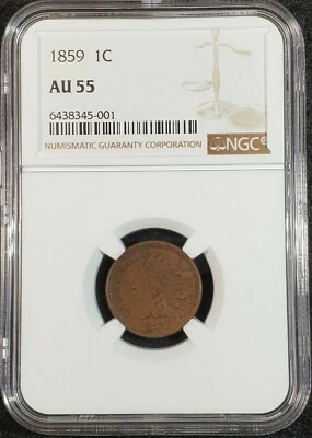 1859 Indian Head Cent NGC AU55 6438345-001 Exquisite Coin Rare - Image 1 of 4