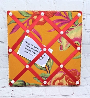Small Fabric Notice Board in Floral Design 21cm x 21cm/Memo Board/Photo Board - Image 1 of 4