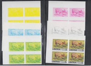 Liberia # 764 MNH Imperf Progressive Color Proof Blocks Fauna Zebra Antelope - Picture 1 of 1