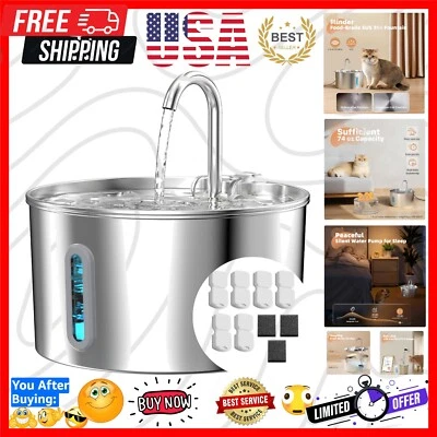 Fuente de agua para gatos de acero inoxidable para gatos - automática para mascotas... Foto 1 de 4