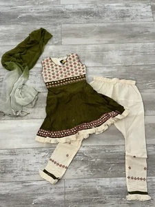 New INDIAN PAKISTANI Girls Salwar 3 Piece Wedding Dressy Outfit NWT 22 5 6 7 - Picture 1 of 7