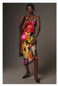 anthropologie X Conditions Apply Medium Elva Midi Slip Dress Art to Wear - Picture 1 of 9