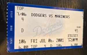 2001 MARINERS @ DODGERS TICKET STUB ICHIRO 3 HITS HR PODSEDNIK DEBUT GARICA SO - Bild 1 von 1