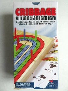 For Travel Cribbage 3 Track Wood Board with cards & colored pegs by Cardinal Ind - Picture 1 of 4