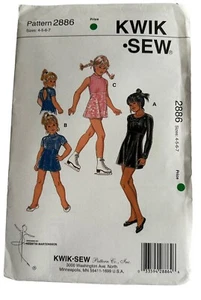 Kwik Coser 2886 Patrón de Costura Niñas Patín sobre Hielo Baile Leotardo Tejido Talla 4-7 De Colección - Imagen 1 de 2