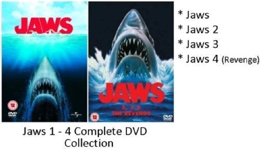JAWS QUADRILOGY 1-4 DVD PART 1 2 3 4 COMPLETE MOVIE COLLECTION UK Release R2 - Image 1 of 1