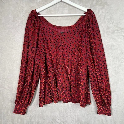 Top Lane Bryant para mujer 18/20 terciopelo lunares fuera del hombro manga globo Foto 1 de 4