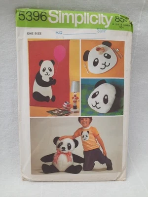 1972 Simplicity 5396 Stuffed Panda Package, Wall Hanging, Placemat, Pillow UC FF - Image 1 of 4