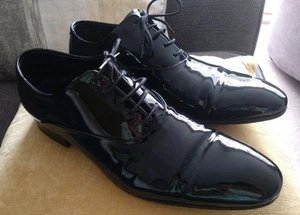 CHARLES TYRWHITT MENS SHOES BLACK Patent SMART FORMAL LEATHER Size 8 - Picture 1 of 5
