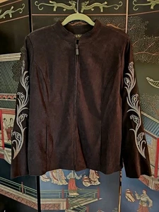 QVC BOB MACKIE Wearable Art Zip JACKE schwarz bestickt & Edelsteinärmel Gr. M - Neu mit Etikett - Bild 1 von 15