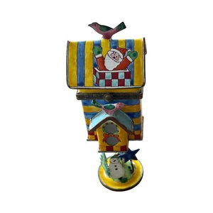 KELVIN CHEN Enamel Copper Birdhouse Trinket Box - Santa - Picture 1 of 6
