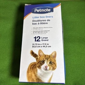 Petmate Large Litter Pan Liners 12 Pack Fits 18.5 x 15.5 x 5.5 Box Easy Clean Up - Picture 1 of 6