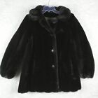 Vintage Royal Minke By Hillmoor Womens Coat Faux Fur Black Button Front Pockets 