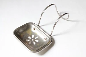 antique bathroom tub soap holder | vtg nickel victorian bathroom primitive old - Picture 1 of 15
