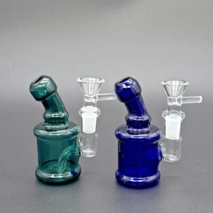 4" Thick Mini Glass Bong Smoking Water Pipe Hookah Bubbler Randomly W/Bowl - Foto 1 di 11