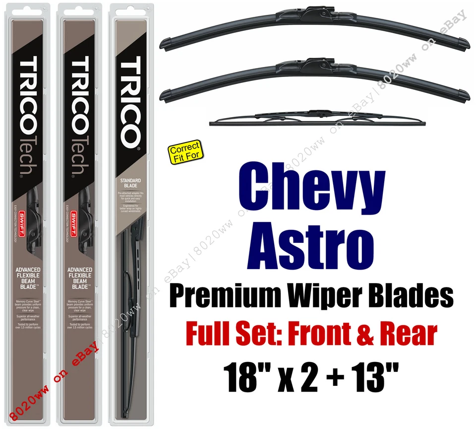Wipers 3-Pack Premium Front Rear - fit 1999-2005 Chevrolet Astro - 19180x2/30130 - Image 1 of 1