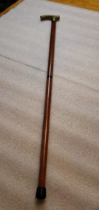 Brass Handled Cane Decorative 34.25 Inches Wood Base Collapsible - Picture 1 of 8