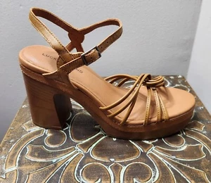 Lucky Brand Women's Ismene Leather Buckle Platform Sandals Shoes Size 8 - Picture 1 of 11