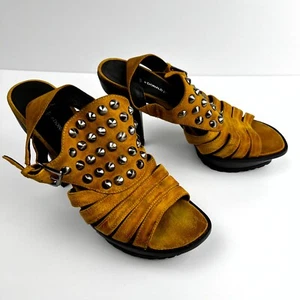 LISA FOR DONALD J. PLINER Isra Suede Women’s 9.5 Studded Yellow Stiletto Heel - Picture 1 of 19